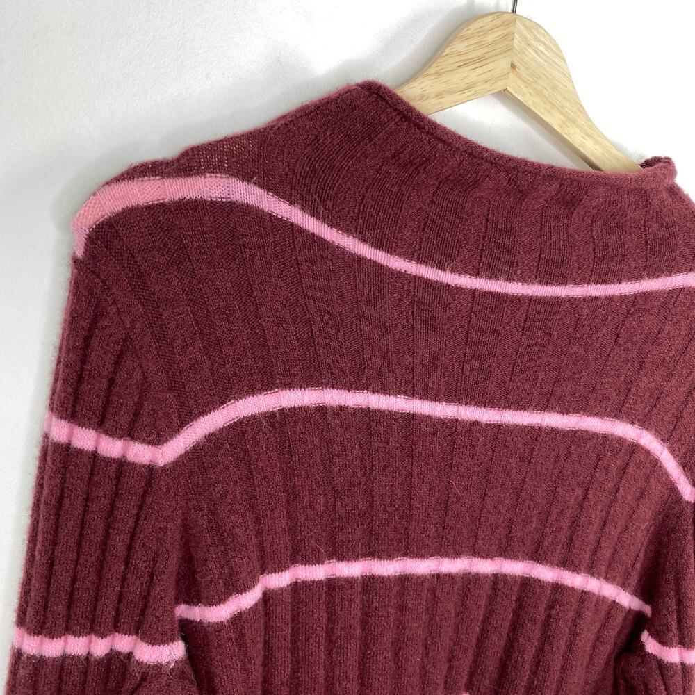 Madewell Burgundy Pink Striped Evercrest Turtleneck Sweater Women's Plus Size 1X - Picture 5 of 9